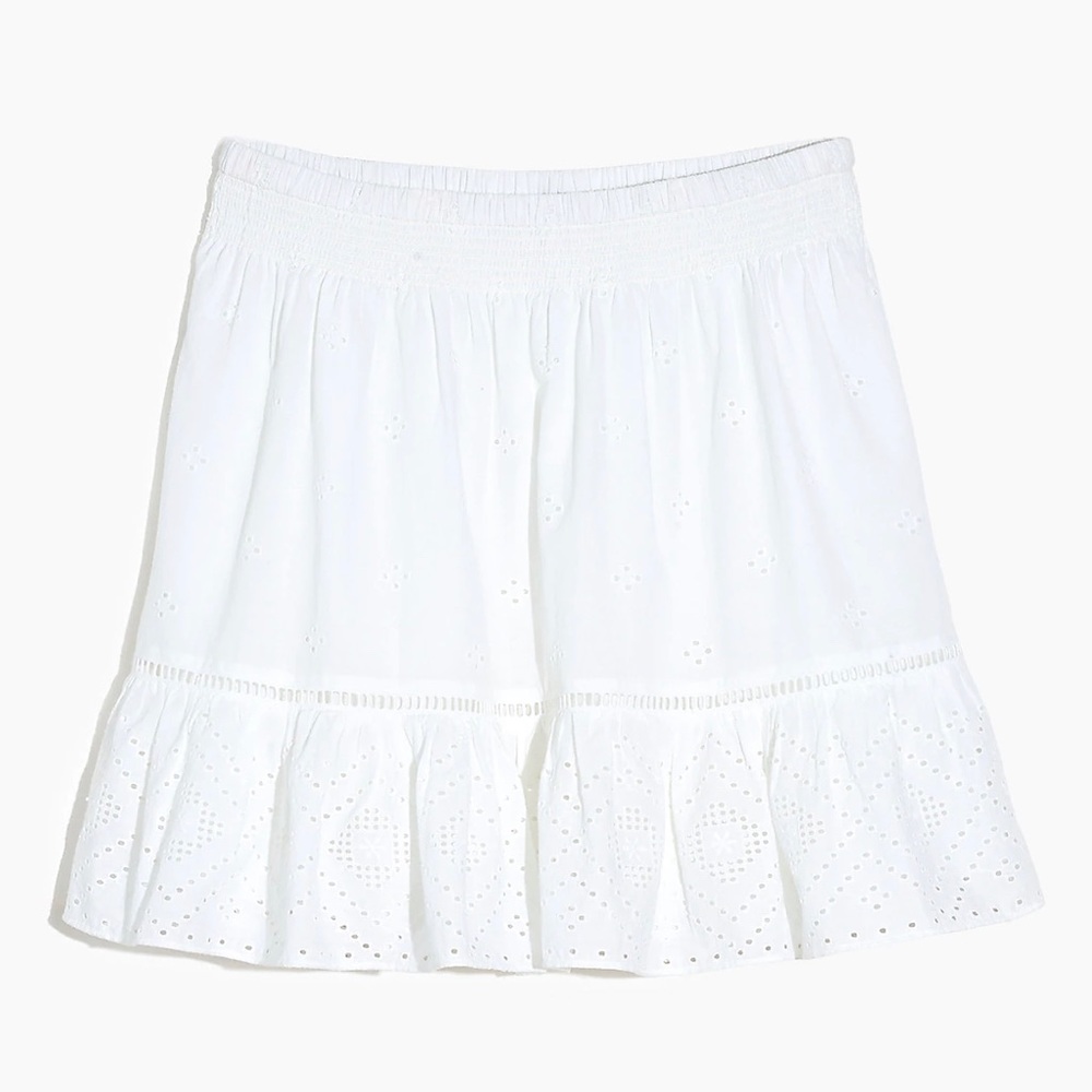 NWT Madewell Embroidered Smock Waist Ruffle Mini Skirt - Picture 12 of 13